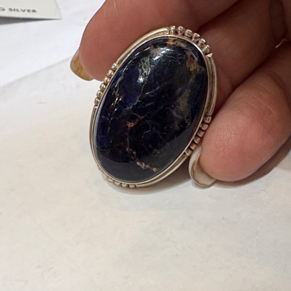 Sterling silver, large oval, lapis lazuli, ring Navajo vintage - Picture 7 of 7